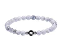 RWGSNB Bracelet Femme Pierre Naturelle, Bracelet Perles Initial pour Couples 6 Mm Pierres Précieuses Turquoises Blanches Naturelles Avec Lettre Az Extensible Cristal Spirituel Bijoux Délicats Cade