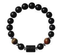 RWGSNB Bracelet Femme Pierre Naturelle, Bracelet Perles Pierres Précieuses 8 Mm 12 Signes du Zodiaque Constellation Bangles D'Onyx Noir mat Naturel Bangles Cristal Noir Signature Cadeau D'Anniversa