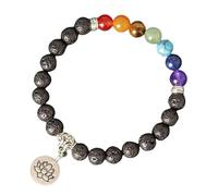 RWGSNB Bracelet Femme Pierre Naturelle, Bracelet Pierres Bangles 7 Chakras Avec Pendentif Lotus Perles Pierre Naturelle 8 Mm Soulagement L'Anxiété Bangles Reiki Yoga Bijoux Cristal Spirituel Cadea