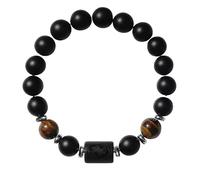 RWGSNB Bracelet Pierre Femme, Bracelet Perles Pierres Précieuses 8 Mm 12 Signes du Zodiaque Constellation Bangles D'Onyx Noir mat Naturel Bangles Cristal Noir Signature Cadeau D'Anniversaire pour F