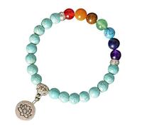 RWGSNB Bracelet Pierre Femme, Bracelet Pierres Bangles 7 Chakras Avec Pendentif Lotus Perles Pierre Naturelle 8 Mm Anti Anxiété Bangles Reiki Yoga Bijoux Cristal Spirituel Cadeaux pour Femmes Hom