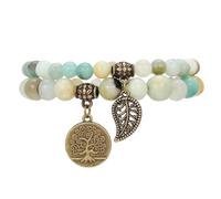 RWGSNB Bracelet Pierre Femme, Lot 2 Bracelets Spirituels Pierre Naturelle Arbre Vie Protection Soulagement L'Anxiété Énergie Amitié Bijoux Cristal pour Femmes et Hommes Jade Coloré