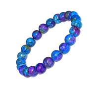 RWGSNB Bracelet Pierre Naturelle, Bracelet de Pierres Précieuses D'Azurite Multicolores Naturelles de 8 mm Perles Rondes Bracelets Élastiques Bracelet D'Amitié Bracelet de Perles de Yoga Reiki po