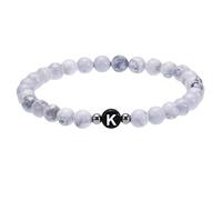 RWGSNB Bracelet Pierre Naturelle, Bracelet Perles Initial pour Couples 6 Mm Pierres Précieuses Turquoises Blanches Naturelles Avec Lettre Az Extensible Cristal Spirituel Bijoux Délicats Cadeaux Le