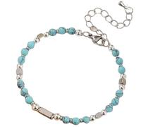RWGSNB Bracelet Pierre Naturelle Bracelet Pierre Naturelle 4 Mm pour Femme Style Bohème Fermoir Mousqueton Réglable Tendance Perles et Précieuses Petit Bijou Cristal Reiki Turquoise