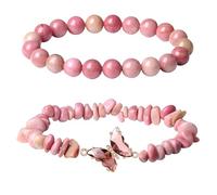 RWGSNB Bracelet Pierre Naturelle, Lot 2 Bracelets Papillon Cristal Naturel Perles Pierres Bangles Superposées Yoga Reiki Bangles D'Amitié Pierre D'Équilibre Énergétique Bijoux Spirituels Cadeau