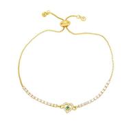 RWGSNB Bracelets Cœur pour Femmes Filles Bracelets Luxe Plaqués Or Ajustables Avec Zircon Brillant Multicolore Pierres Naissance Bijoux Fantaisie Cadeau Noël Ou D'Anniversaire Vert