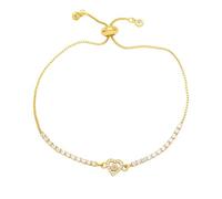 RWGSNB Bracelets Cœur pour Femmes Filles Bracelets Luxe Plaqués Or Ajustables Avec Zircon Brillant Multicolore Pierres Naissance Bijoux Fantaisie Cadeau Noël Ou D'Anniversaire Rose