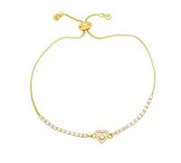 RWGSNB Bracelets Cœur pour Femmes Filles Bracelets Luxe Plaqués Or Ajustables Ornés Zircones Brillantes Multicolores Pierres Naissance Bijoux Fantaisie Cadeau Noël Ou D'Anniversaire Blanc