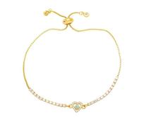 RWGSNB Bracelets Cœur pour Femmes Filles Bracelets Luxe Plaqués Or Ajustables Ornés Zircones Brillantes Multicolores Pierres Naissance Bijoux Fantaisie Cadeau Noël Ou D'Anniversaire Bleu