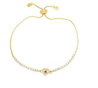 RWGSNB Bracelets Cœur pour Femmes Filles Bracelets Luxe Plaqués Or Ajustables Ornés Zircones Brillantes Multicolores Pierres Naissance Bijoux Fantaisie Cadeau Noël Ou D'Anniversaire Rose Rouge