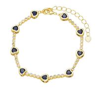 RWGSNB Bracelets Cœur pour Femmes Filles Style Bohème Plaqués Or Fermoir Mousqueton Ajustable Joncs en Zircone Colorée Pierre Naissance Bijoux Fantaisie Cadeau Noël Ou D'Anniversaire Saphir