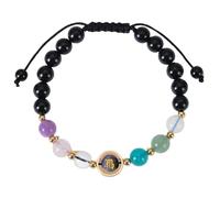 RWGSNB Bracelets Du Zodiaque pour Femmes et Hommes 8 Mm Pierre Naturelle Réglables Faits À la Main Corde Tressée Perles Pierres Précieuses Bijoux Cristal Guérison Reiki Cadeaux D'Anniversaire V