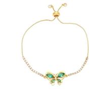 RWGSNB Bracelets Papillon pour Femme Bracelets Luxe Plaqués Or Ajustables À Glissière Ornés Cristaux Zircone Cubique Multicolores Brillants Bijoux Naissance Cadeau Noël Ou D'Anniversaire Vert