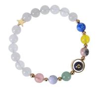 RWGSNB Bracelets Personnalisés Avec Pierres Naturelles 8 Mm Corde Extensible 12 Constellations Perles et Pierres Précieuses Bijoux Cristal Guérison Reiki Cadeaux D'Anniversaire Uniques Cancer