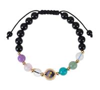 RWGSNB Bracelets Personnalisés Avec Signes Du Zodiaque 6 Mm Pierre Naturelle Réglables Faits À la Main Corde Tressée Perles Pierres Précieuses Bijoux Cristal Guérison Reiki Cadeaux D'Anniversa