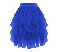 RWGSNB Jupe en Tulle À Volants Jupe Courte Tutu en Tulle À Volants Superposés Taille Haute Coupe Trapèze pour Soirées Déguisées Anniversaires et Fêtes Costumées Couleur : Rose Poudré Taill