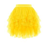RWGSNB Jupe Tutu en Tulle pour Femme Mi-Longue À Volants Superposés Courte Style Ballet Adulte Taille Haute Coupe Trapèze pour Fêtes Déguisées Anniversaires et Soirées Dansantes Blanche Taill