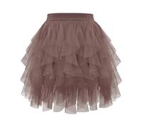 RWGSNB Jupe Tutu en Tulle pour Femme Mi-Longue À Volants Superposés Courte Style Ballet Taille Haute Coupe Trapèze pour Fêtes Déguisées Anniversaires et Autres Occasions Spéciales Noire Taill