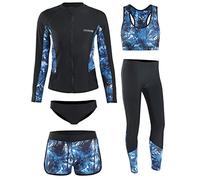 RWHXN Combinaison de Plongée pour Femme, Ensemble de 5 Pièces Protection UV, Combinaisons Humides Elastique Manches Longues, Maillot de Bain Fendu pour Surf, Kayak-XL(59-66kg)-Femmes