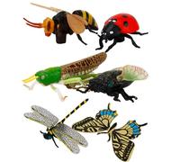 Rwigeboo Bug Toys Lot de 6 Insectes en Plastique réalistes Assortis Comprenant Un Papillon, Une Libellule, Une et d'autres Jouets éducatifs d'apprentissage pour Les Enfants