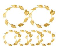 Rwigeboo Couronne de laurier 6 pièces, couronne de feuilles 7 pouces, laurier réaliste en or, fer et tissu, décorative pour costume romain/grec, Halloween