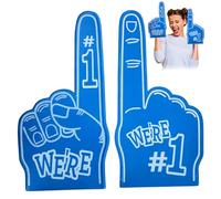 Rwigeboo Doigt en Mousse, Doigt en Mousse géant 2 pièces, Mains numéro 1 de 18 Pouces, pointeur de Pom-Pom Girl Universel pour Les Jeux d'événements Sportifs Bleu