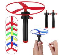 Rwigeboo Ensemble de 3 Jouets lanceurs de disques Volants, Disque Volant avec démarreurs, Jouets d'extérieur interactifs pour Enfants, Adultes, Jouet Lanceur Familial