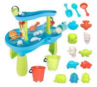 Rwigeboo La Nappe Phrase 34PCS / Set Ensemble Table de Table de Sable Complexe et coloré à 2 Couches Comprend des seaux, des moules et Plus interactifs sensoriels PP Toys Summer pour Les Enfants