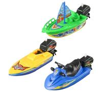 Rwigeboo Lot de 3 Bateaux Jouets, Petit Bateau en Plastique Amusant, Jouet de Bain, Hors-Bord léger, voilier et Bateau à Moteur pour l'été, Plage, Piscine, Jeux d'arrière-Cour, en Plastique