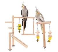 Rwigeboo Oiseau de Jeu d'oiseaux, Support de perchoir d'oiseau en Bois Naturel, Support Perroquet en Bois avec des échelles pents conu