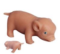 Rwigeboo Silicone Pig Realistic Newborn Cute Mini Silicone Animals Soft Lifelike Educational Pretended Toy Pig for Kids, 5.3x2.0 inch