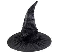 Rwigeboo Witch Hat 15.8x11.8 Ruched Wizard Hat Black Cap Witch Costume for Halloween Party Masquerade Cosplay