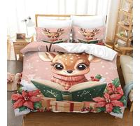 RWLOVJQZA 3D, Imprimé Animaux de Noël Literie en Microfibre Super Douce Et Respirante Housse De Couette 3 Pièces Et Taie d'oreiller Single(140x200cm)