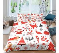 RWLOVJQZA 3D, Imprimé Noël Parure De Lit Microfibre Super Douce Et Respirante Housses De Couettes 3 Pièces avec Taies d'oreiller Double（200x200cm）