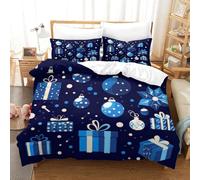 RWLOVJQZA 3D, Imprimé Noël Parure De Lit Microfibre Super Douce Et Respirante Sets De Housses De Couettes 3 Pièces avec Taies d'oreiller Single（140x200cm）