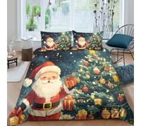 RWLOVJQZA Imprimé 3D Noël Parure De Lit Microfibre Super Douce Et Respirante Housse De Couette 3 Pièces Et Taie d'oreiller King(220x240cm)