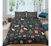 RWLOVJQZA Imprimé 3D Noël Parure De Lit Microfibre Super Douce Et Respirante Set De Housse De Couette 3 Pièces avec Taies d'oreiller Double(200x200cm)