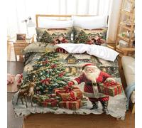 RWLOVJQZA Imprimé 3D Père Noël Ensemble De Literie avec Microfibre Super Douce Et Respirante Housses De Couettes 3 Pièces avec Taies d'oreiller Super King(260x220cm)