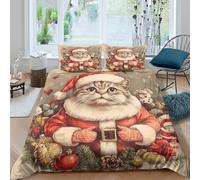 RWLOVJQZA Imprimé 3D Père Noël Ensemble De Literie avec Microfibre Super Douce Et Respirante Set De Housse De Couette 3 Pièces avec Taies d'oreiller King（220x240cm）