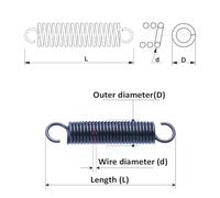 RWLQWEA Mdingbao-Ressorts de Compression Wire Diameter 2mm Outer Diameter 12-25mm Length 50-100mm Extension Spring with Hook End, 1pc Bonne capacité d'étirement(100mm,17mm)