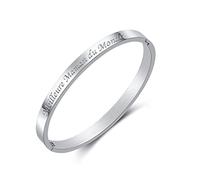 RWQIAN Argent Phrases D'Inspiration Bracelet Femme Jonc Fin En Acier Inoxydable Plusieurs Messages Meilleure Maman