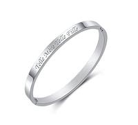 RWQIAN Argent Phrases D'Inspiration Bracelet Femme Jonc Fin En Acier Inoxydable Plusieurs Messages Telle Mère