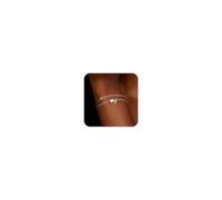 RWQIAN Bracelet à Initiales pour Femme Or et Argent - Bracelet à Double Couche Réglable avec Cœur et Lettres, Bijoux Cadeaux Parfaits pour Femmes