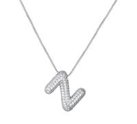 RWQIAN Bubble Initiales Lettre Chaîne Argent/Or Femmes Ballon Bling Zircone Lettre Pendentif Collier Alphabet A-Z Femmes Bijoux Cadeau
