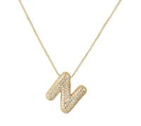 RWQIAN Bubble Initiales Lettre Chaîne Argent/Or Femmes Ballon Bling Zircone Lettre Pendentif Collier Alphabet A-Z Femmes Bijoux Cadeau