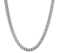 RWQIAN Chaîne Hommes 7mm Acier Inoxydable Gourmette Chaîne Argent Cubain Maille Collier Maille Cubain Collier longueur 45cm Bijoux Cadeau pour Homme Femme