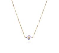 RWQIAN Collier Femme Trèfle Or, Collier Pierre de Naissance 12 Mois Acier Inoxydable Imperméable Zircone Cubique Pendentif Réglable Bijou Cadeau Anniversaire pour Femme Petite Amie Juin