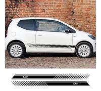RWRAPS 2 pièces Autocollants latéraux de Porte de Voiture Rayures de Sport Autocollants de Film de Vinyle de Style, adaptés aux Accessoires de réglage Automatique VW UP