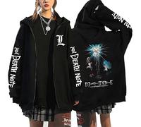 RWRAPS Anime Death Note Sweatshirt à Fermeture éclair Manga Japonais Graphique Unisexe Sweat à Capuche zippé Veste Décontracté Manches Longues Streetwear Manteau